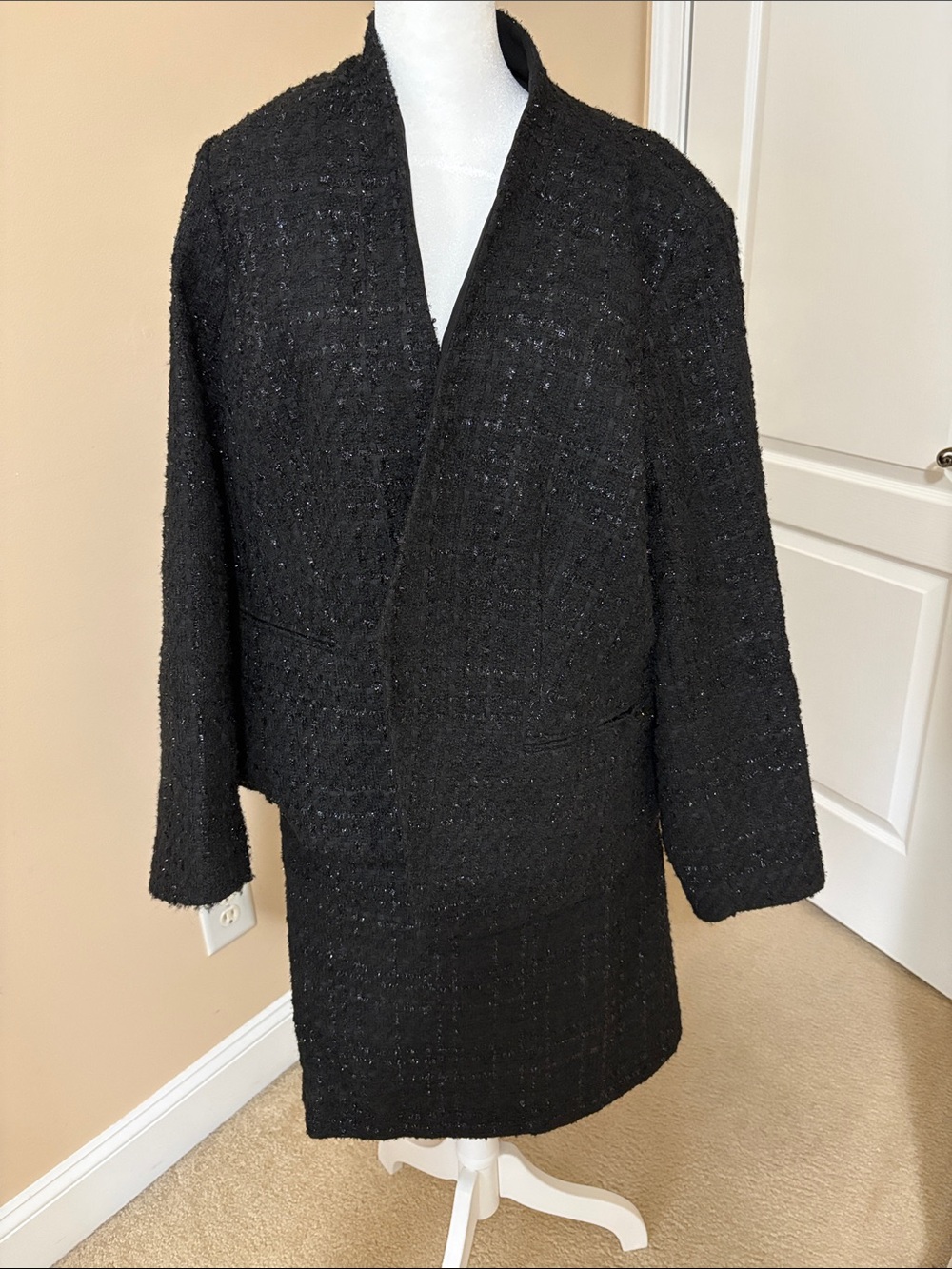 Calvin Klein tweed suit with silver strand